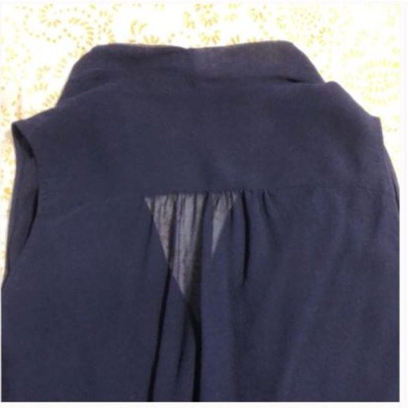 Babaton 100% Navy Silk Draped Blouse - Picture 9 of 10